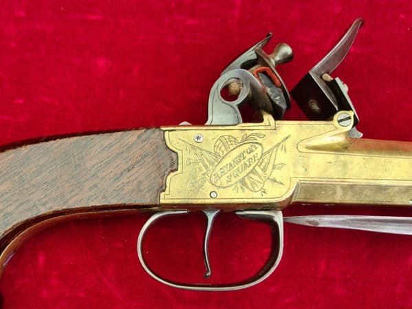A very fine pair of high quality British all-brass flintlock Blunderbuss pistols. C. 1800. Ref 3753.